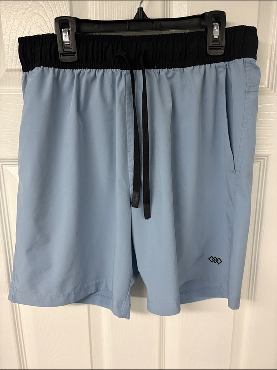 Leg3Nd Other - Light Blue Athletic Shorts with Black Waistband — Men's Performance Shorts